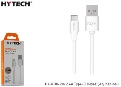 Hytech HY-X106 2m 2.4A Type-C Beyaz Şarj Kablosu - 1