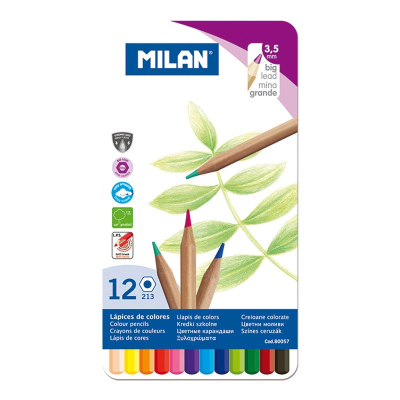 MILAN 80057 COLOURS METAL KURU BOYA KALEMİ - 12 Lİ - 1