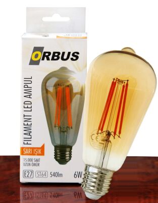 Orbus Orb-St6w 6w Sarı Işık E27 A60 540lm 15.000 Saat Fılamnet Led Ampul - 1