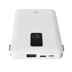 S-link IP-T100C 10000mAh Lightning+Micro+Type C Kablolu Powerbank Beyaz LCDli - 2