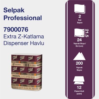 SELPAK EXTRA Z KATLI HAVLU 200X12 Lİ 7900076 + - 1